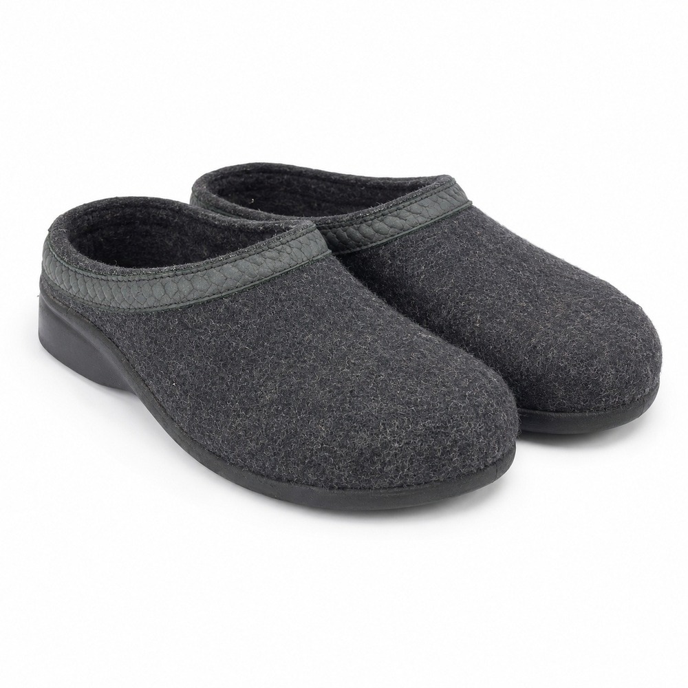Haflinger Boiled Wool Clogs Women 41 / 10 Charcoal Gray Comfort Mules